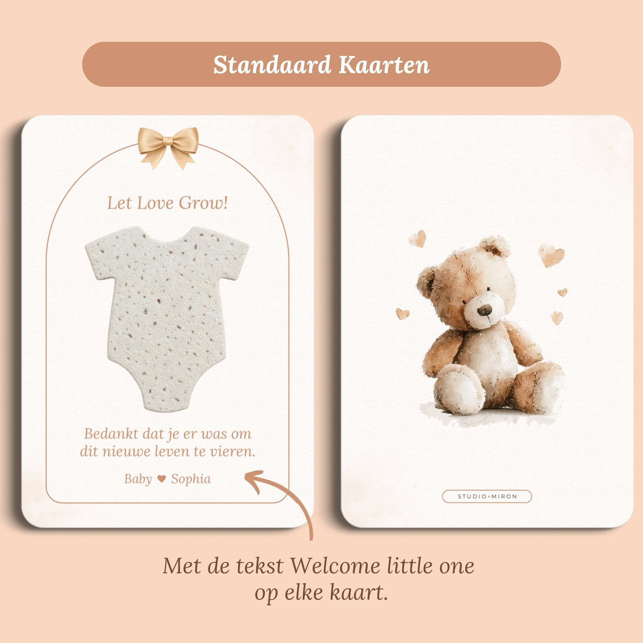 Kraamcadeau let love grow boho beige standaard voor en achter Studio Miron