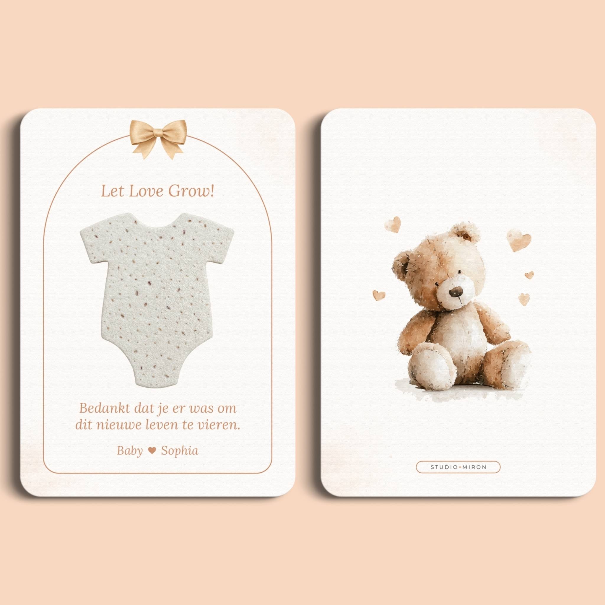 Kraamcadeau let love grow boho beige voor en achter Studio Miron