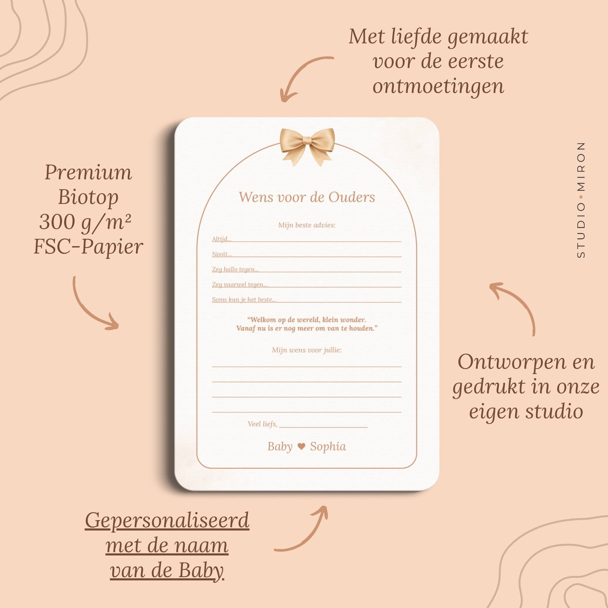 Kraamkaarten - Wens voor de Ouders | Boho Beige met Beertje