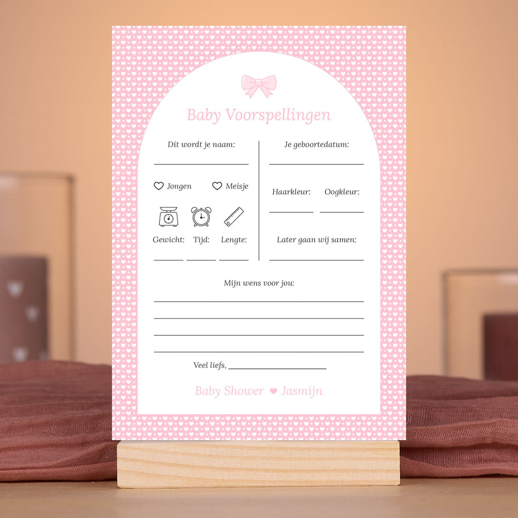 Babyvoorspellingen & Voor de Ouders - Roze Hartjes Met Strikje