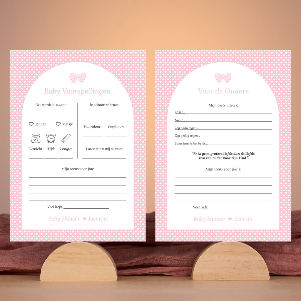 Babyvoorspellingen & Voor de Ouders - Roze Hartjes Met Strikje