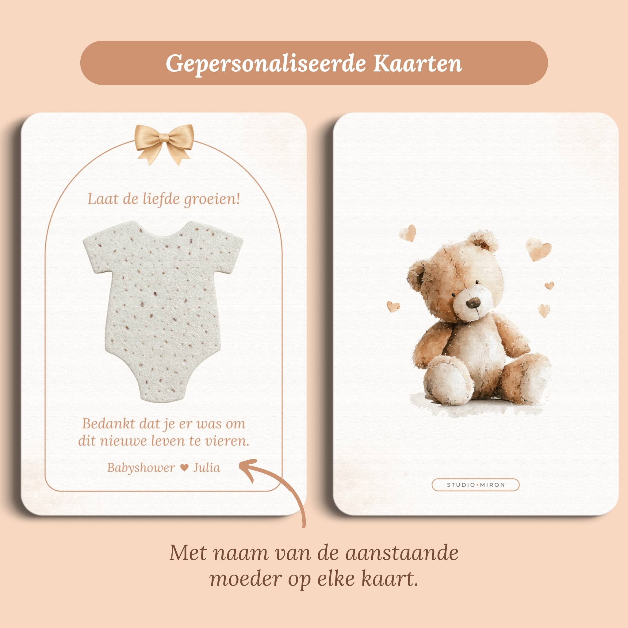 Zaadpapier Rompertje Cadeau | Boho Beige met Beertje