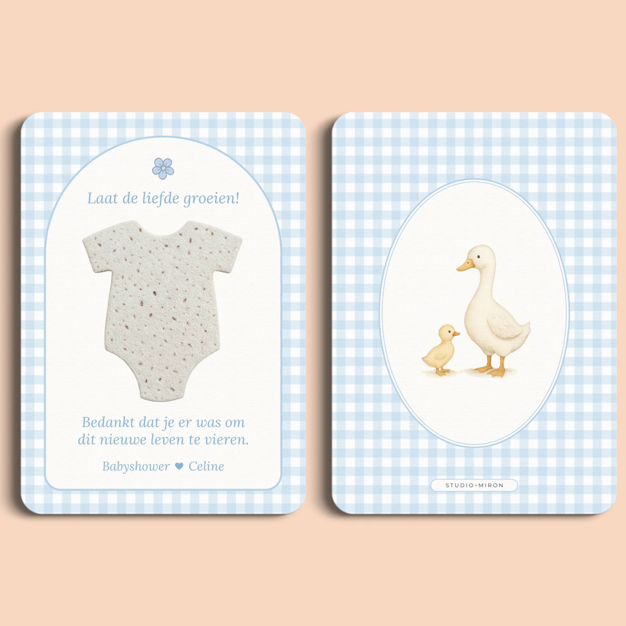 Zaadpapier Rompertje Cadeau | Gingham Blauw