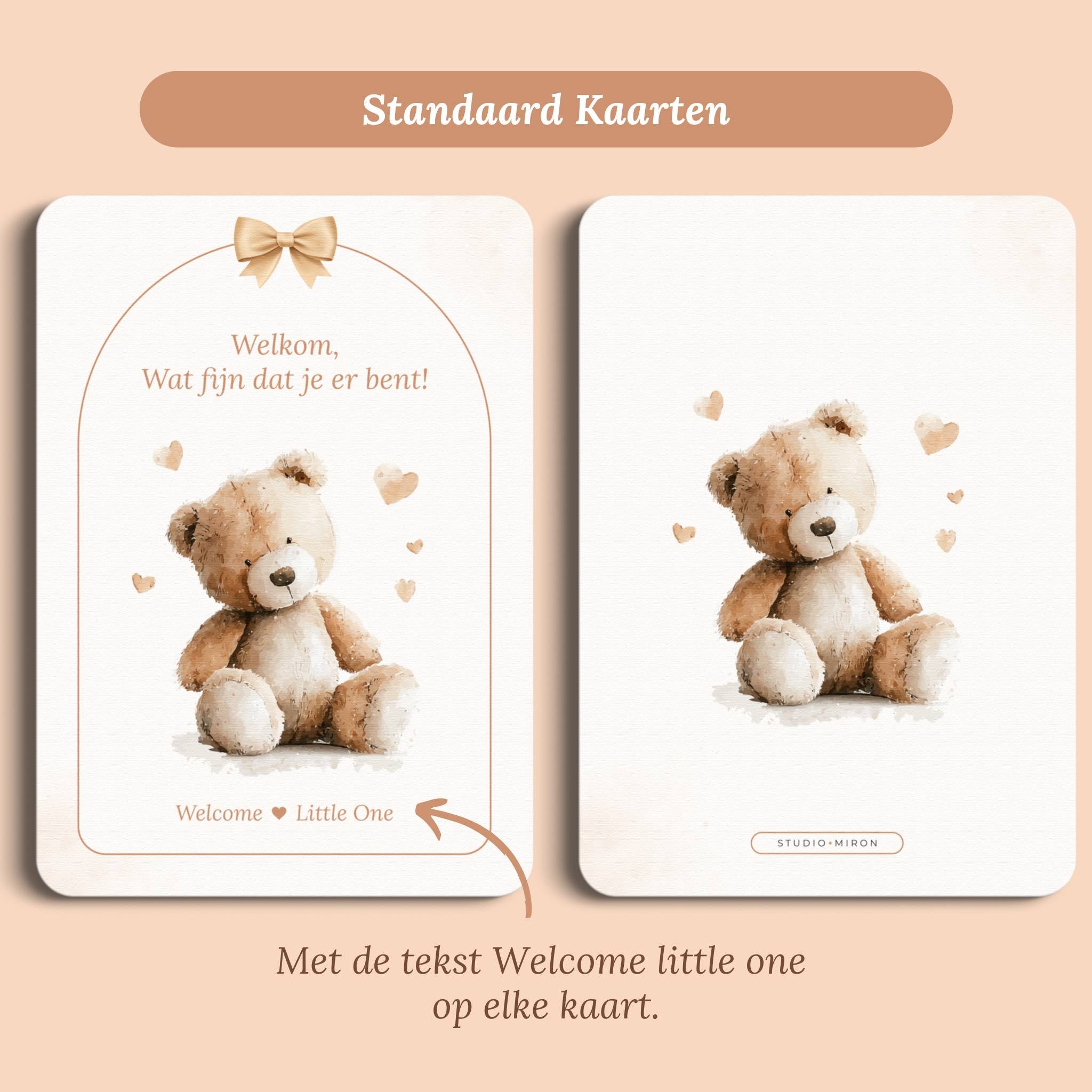 Mini Welkomstbord A6 - Naamkaart | Boho Beige met Beertje