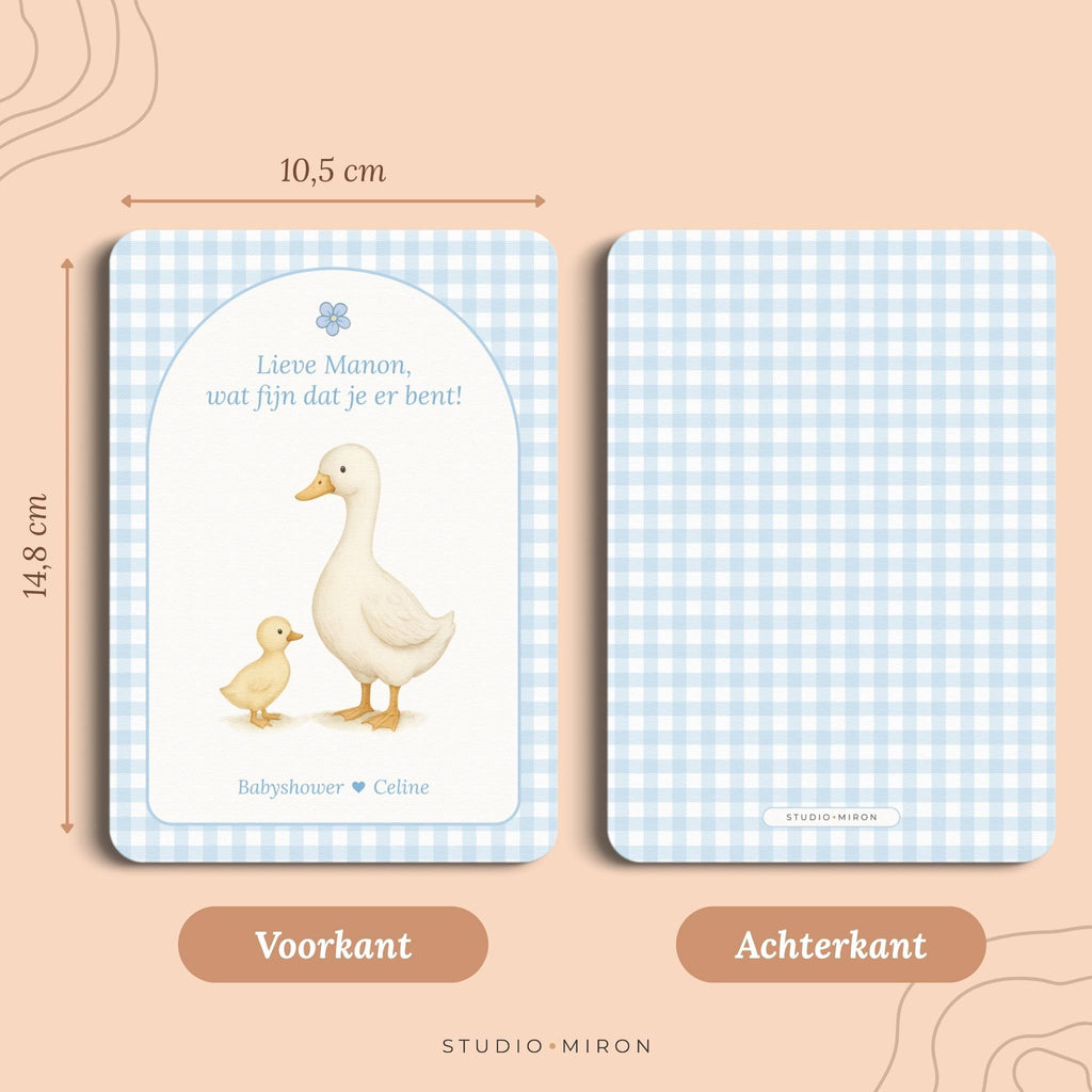 Mini Welkomstbord A6 - Naamkaart | Gingham Blauw