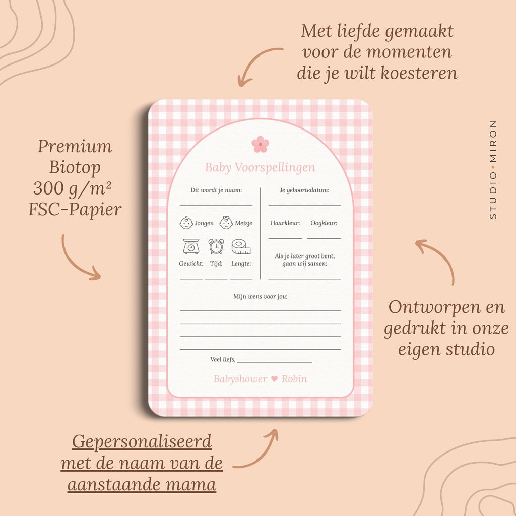 Baby Voorspellingen | Gingham Roze