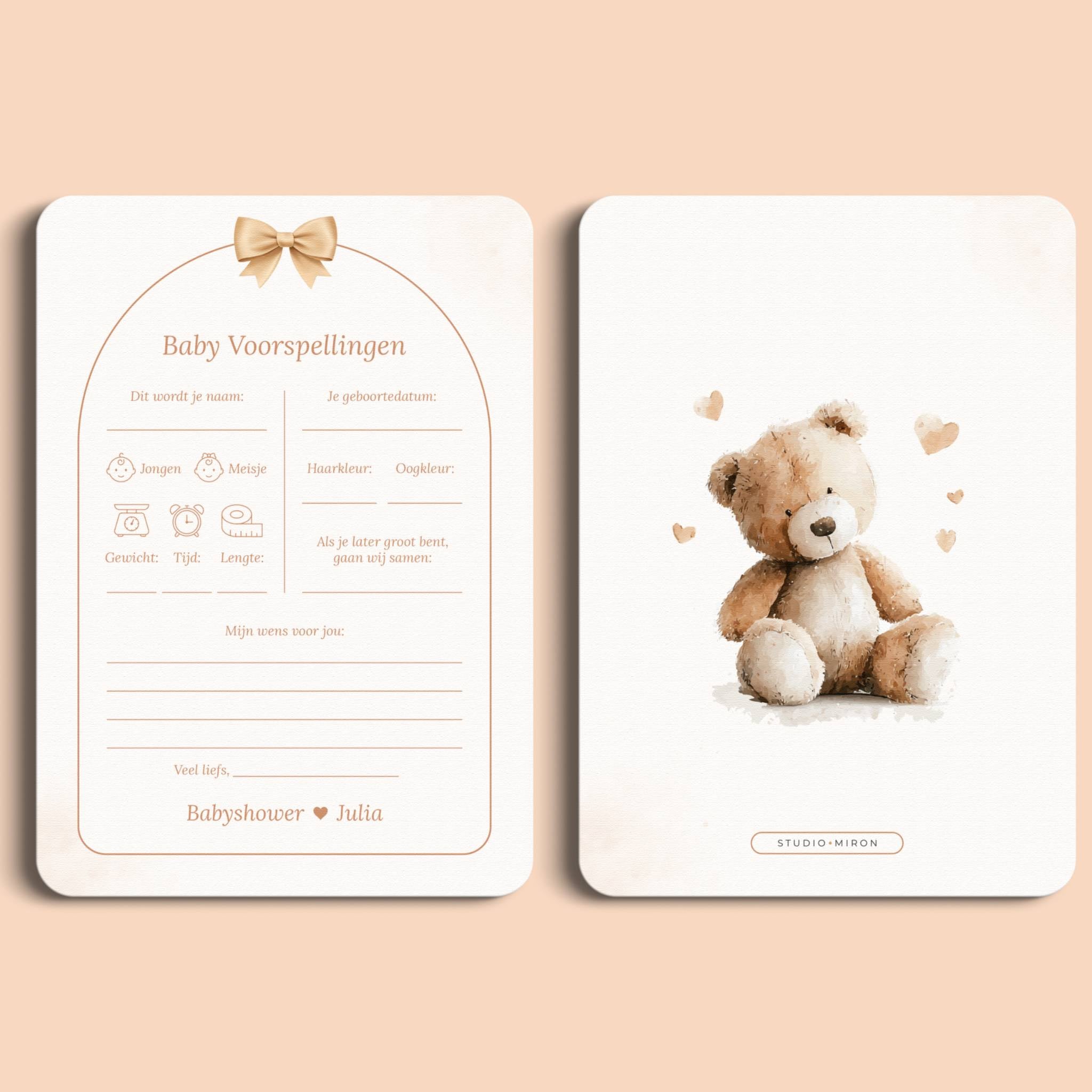 Baby Shower Fill-In Cards – Baby Predictions | Boho Bow