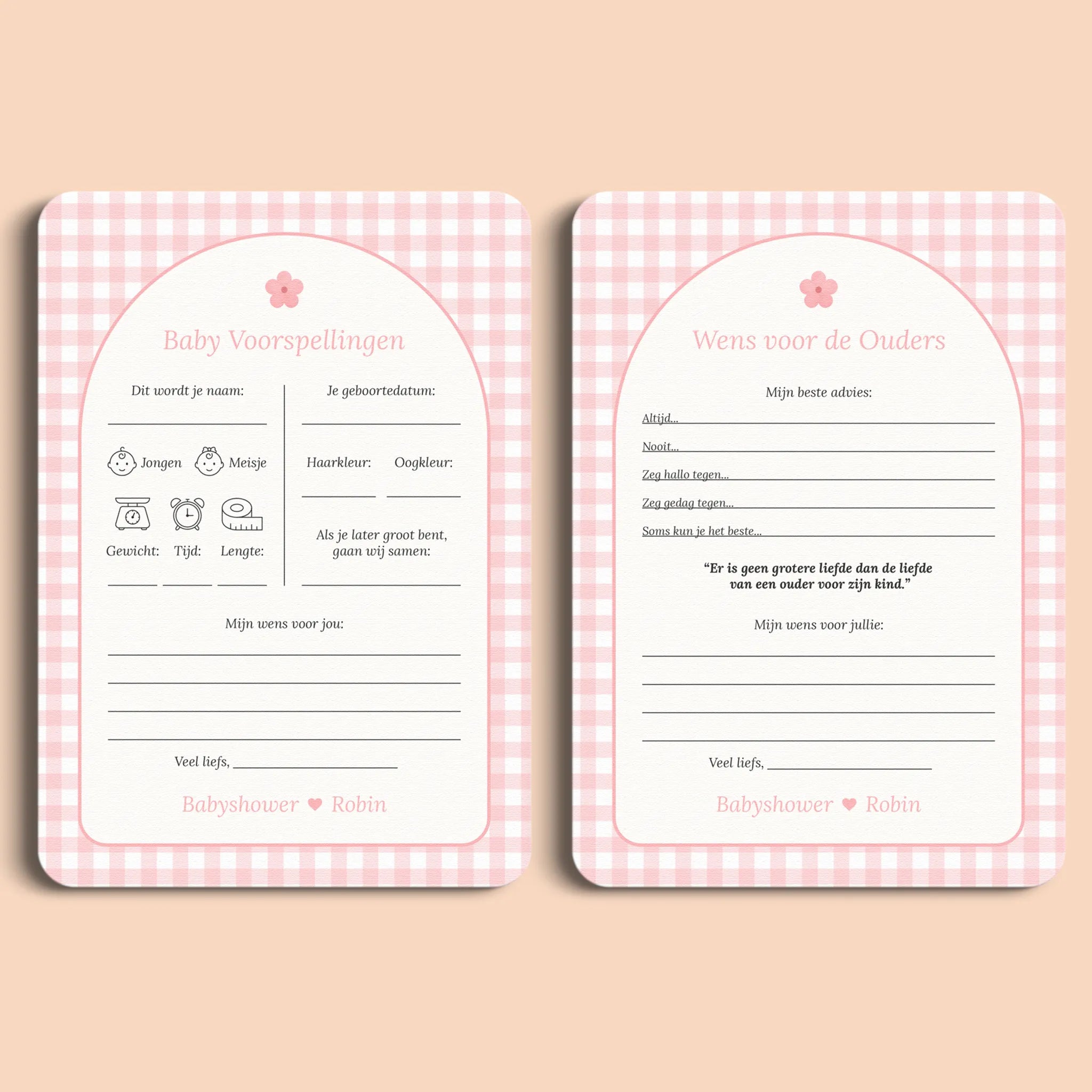 Invulkaarten Pakket | Gingham Roze