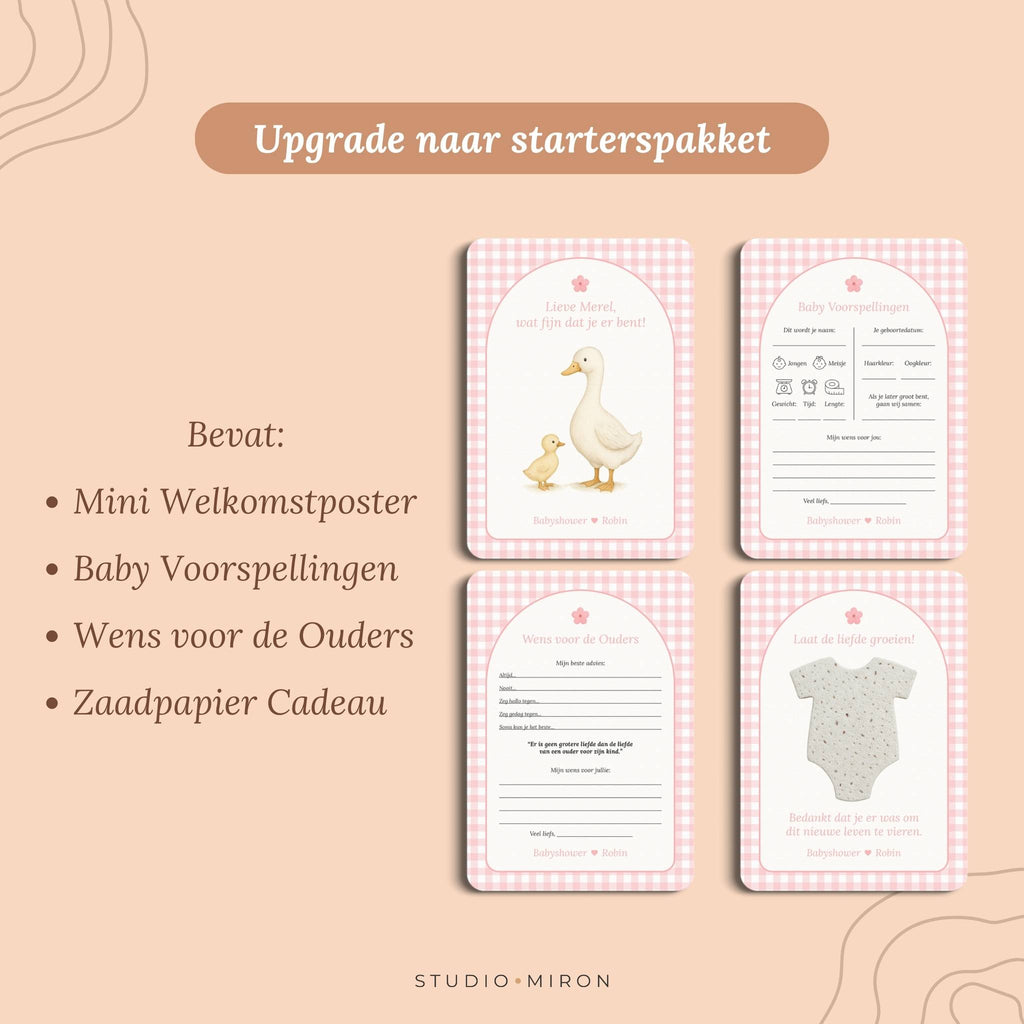 Mini Welkomstbord A6 - Naamkaart | Gingham Roze