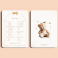 Babyshower spelletjes baby quiz boho beige beertje voor en achter Studio Miron