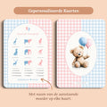 Babyshower spelletjes raad de draagtijd gingham roze blauw gepersonaliseerd voor en achter Studio Miron