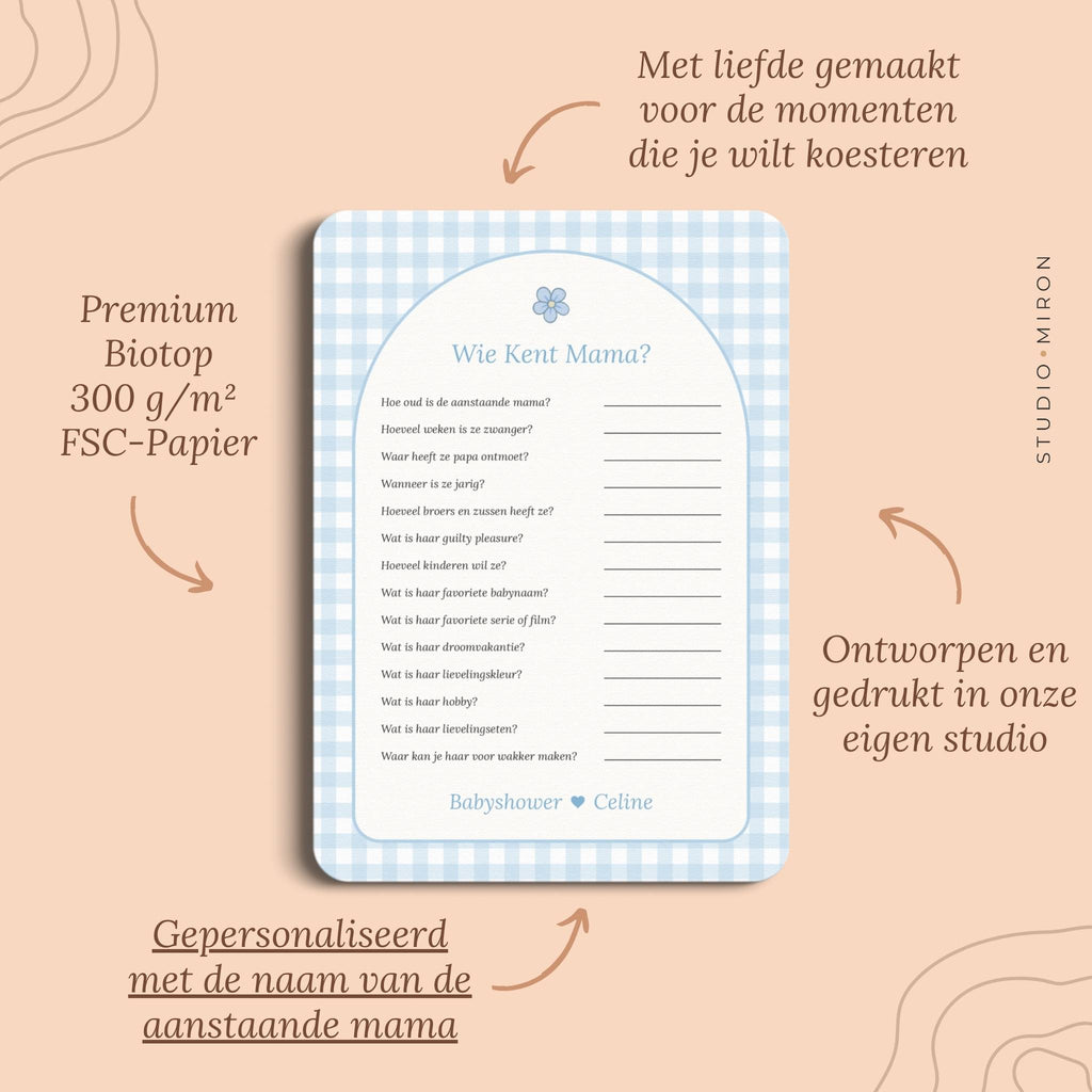 Wie kent Mama | Gingham Blauw