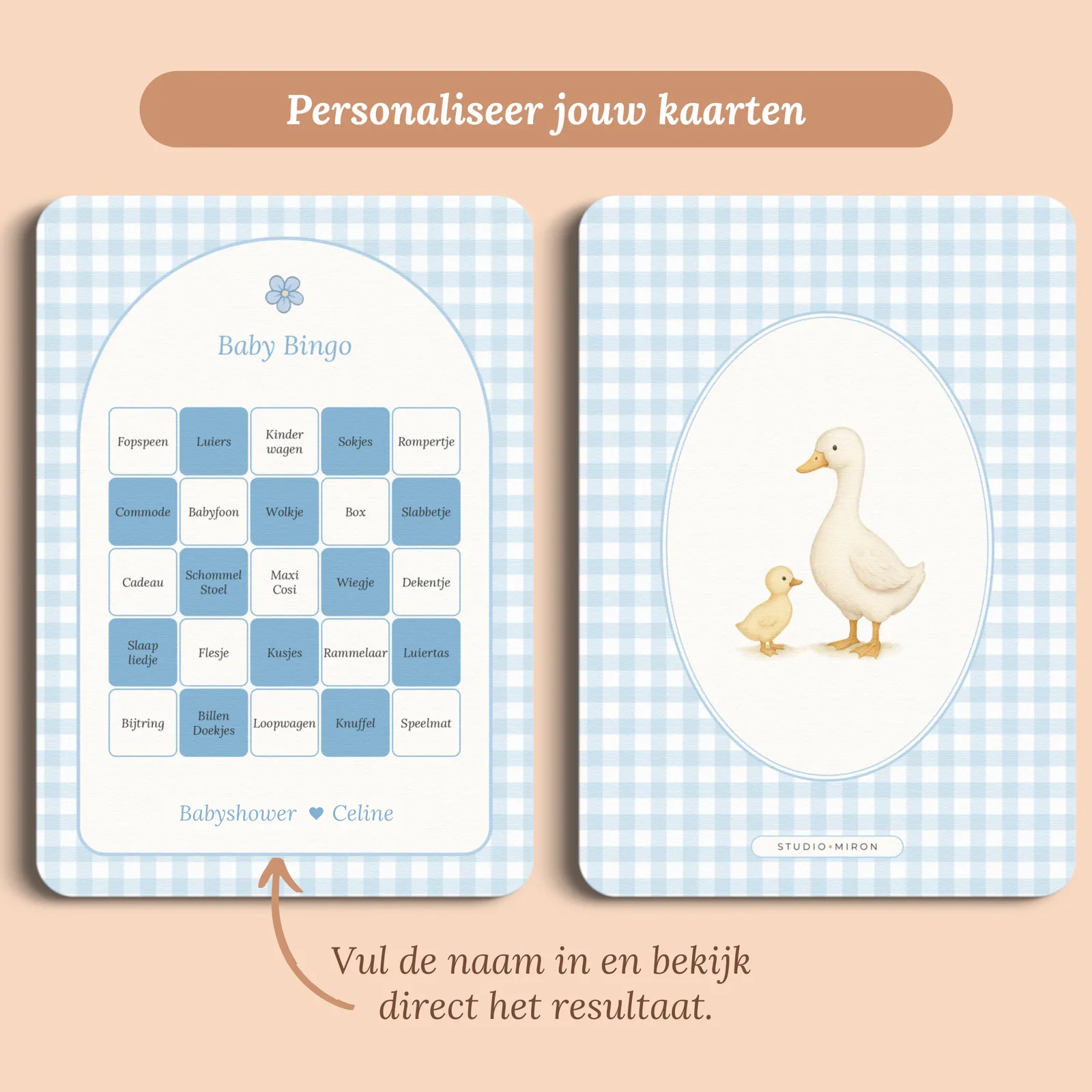 Preview of the card with the name you enter