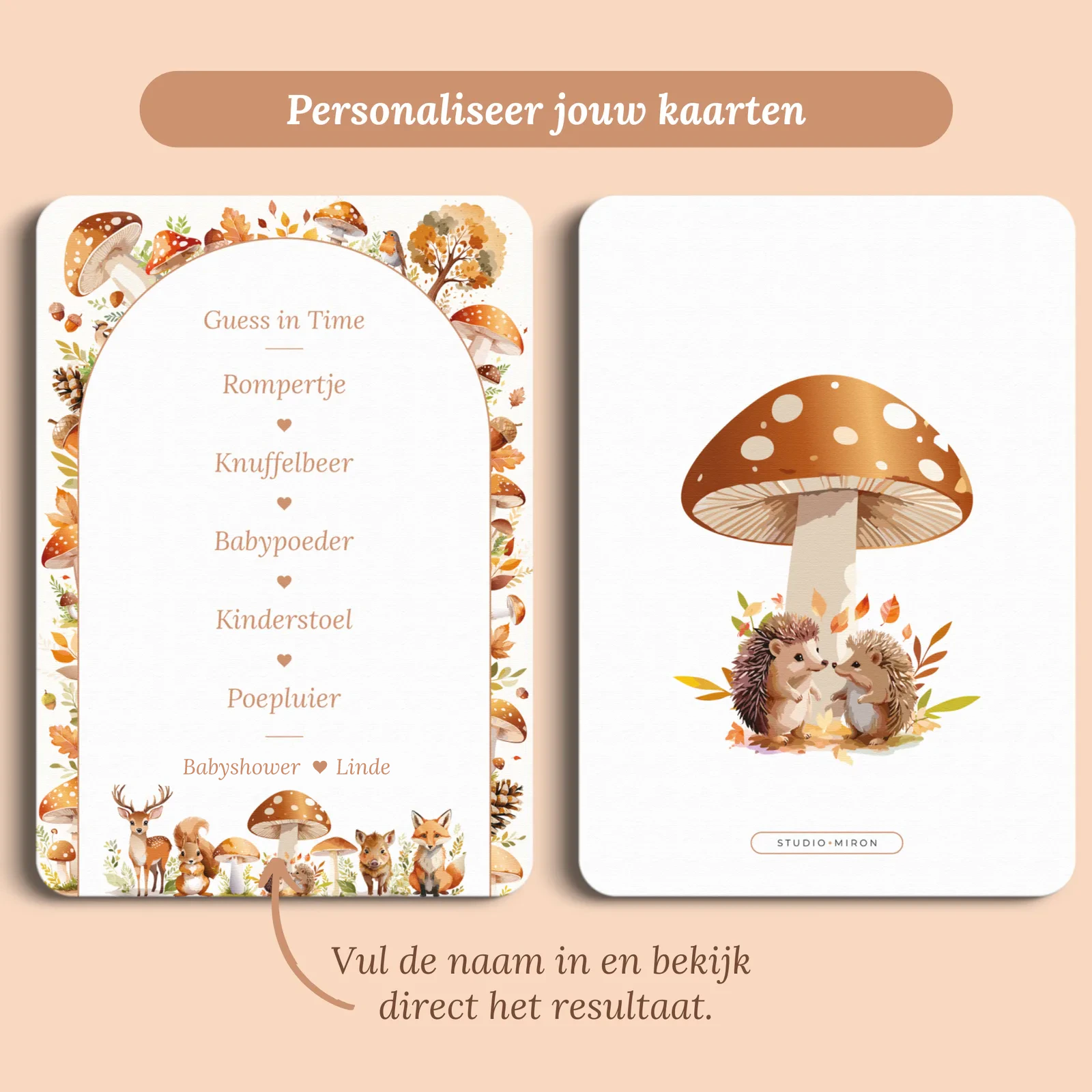 Preview of the card with the name you enter