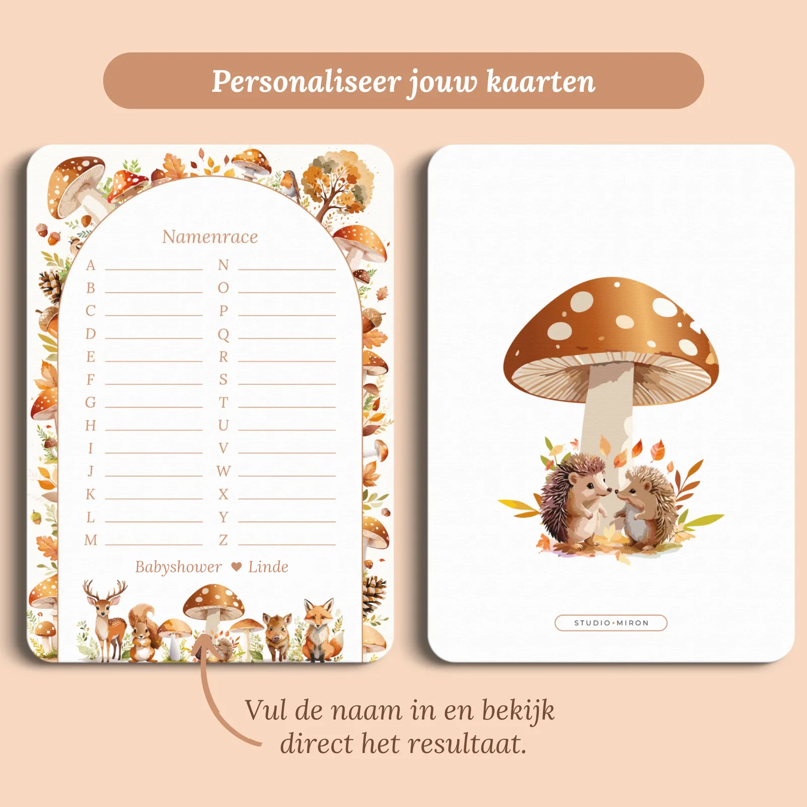 Preview of the card with the name you enter