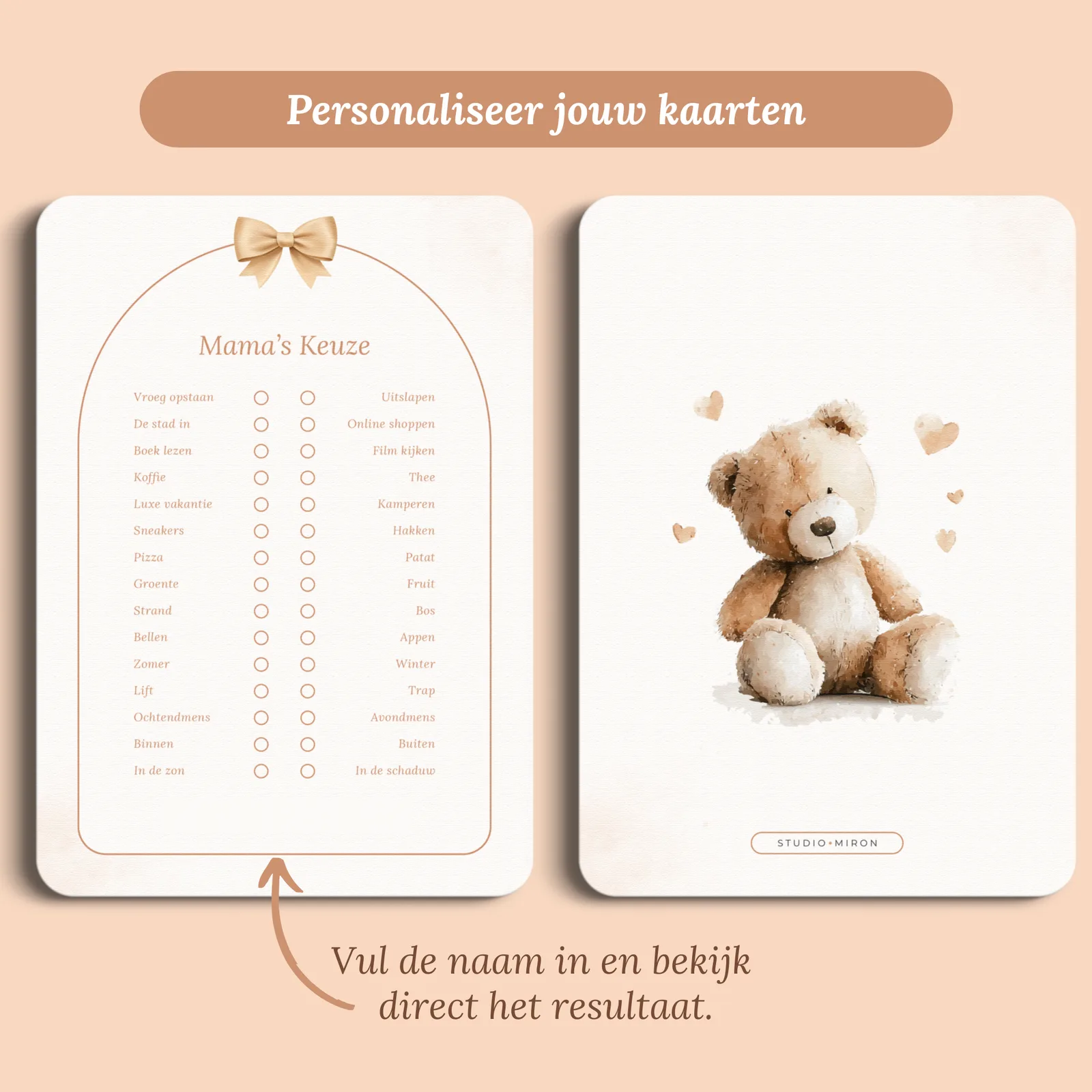 Preview of the card with the name you enter
