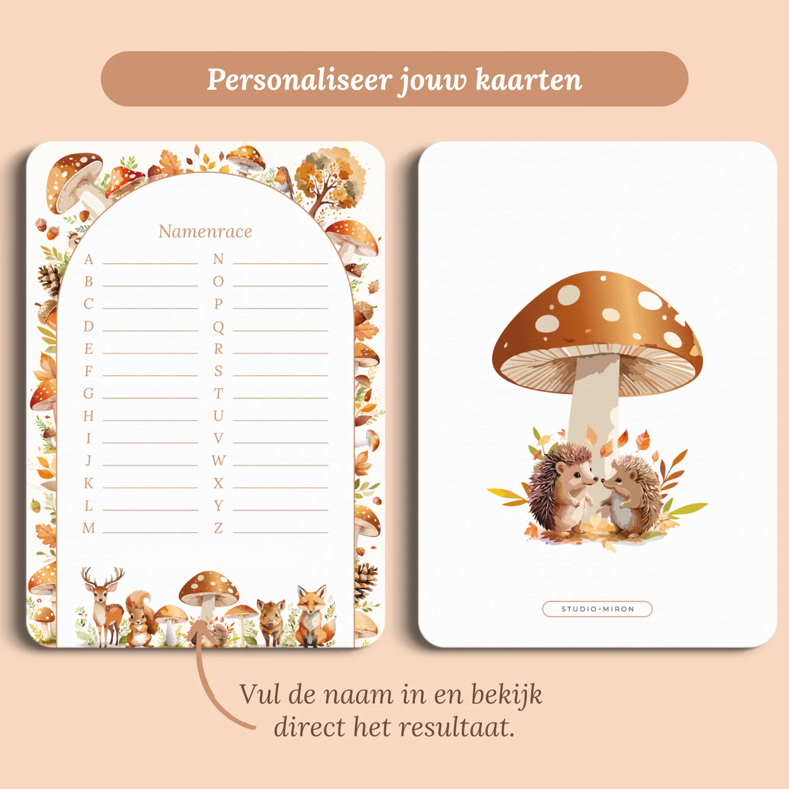 Preview of the card with the name you enter